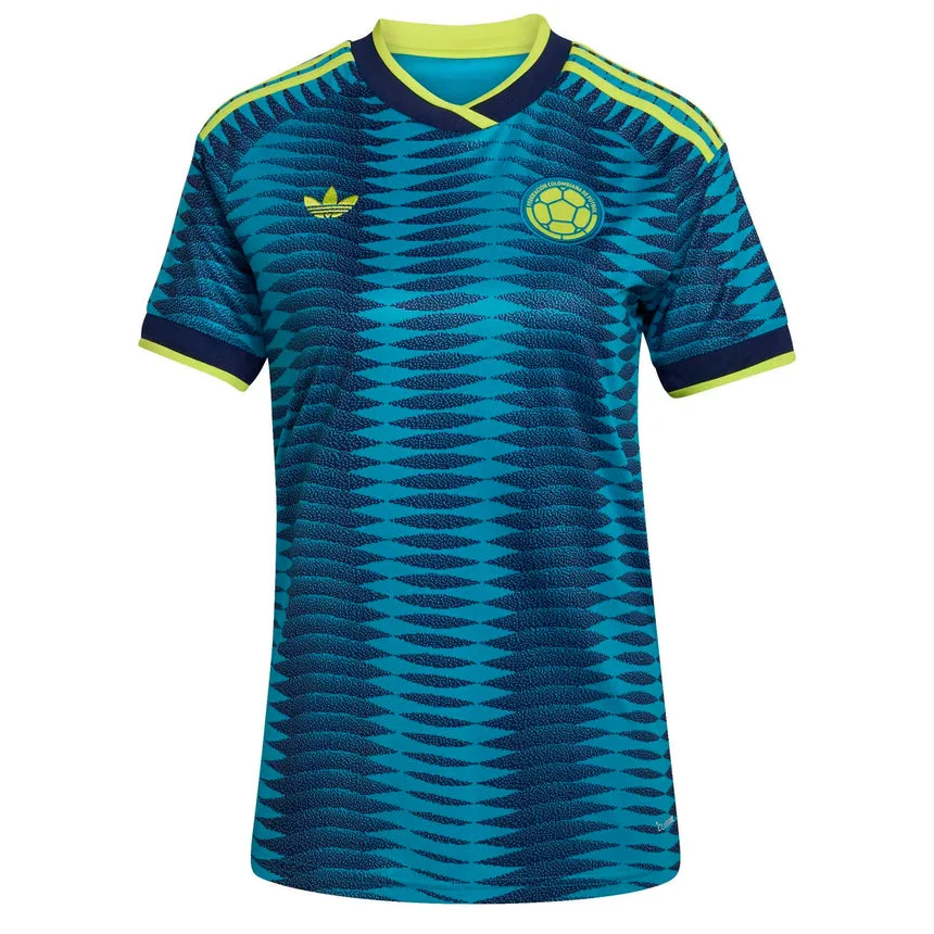Colombia WK 2026 uitshirt in navy en petrol met geel en Trefoil