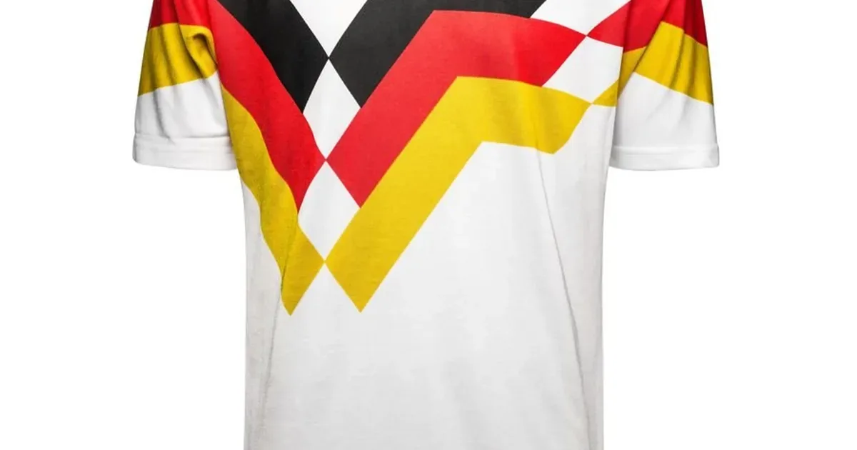 Duitsland retro thuisshirt 1990 wit met zwart-rood-gouden borstband