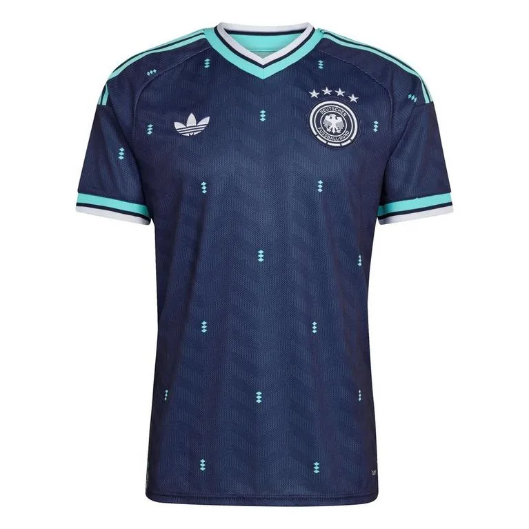 Duitsland uitshirt marineblauw met mintgroene accenten — overzichtsfoto uitshirt en derde shirt